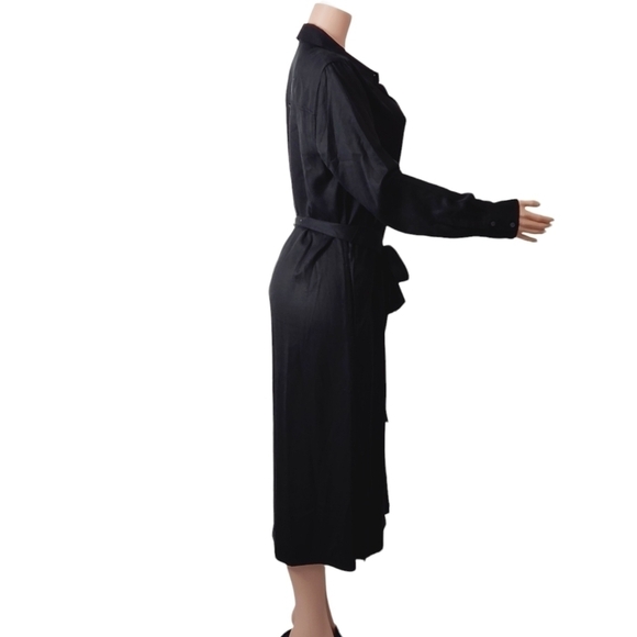 Nwt Banana Republic Black Midi Shirt Dress Size: LT - Picture 12 of 15